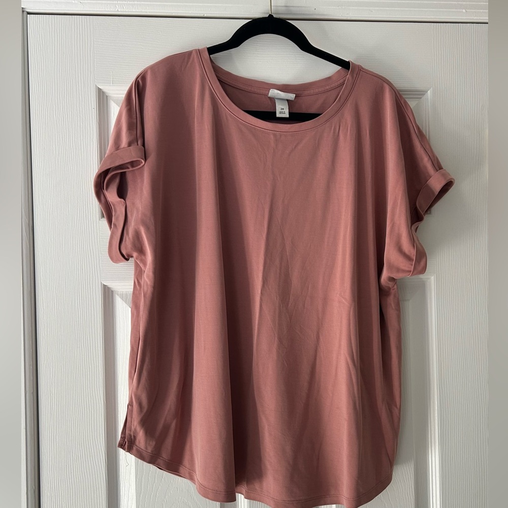 Ava & viv womens tshirt - cuffed short sleeves - 2xl
